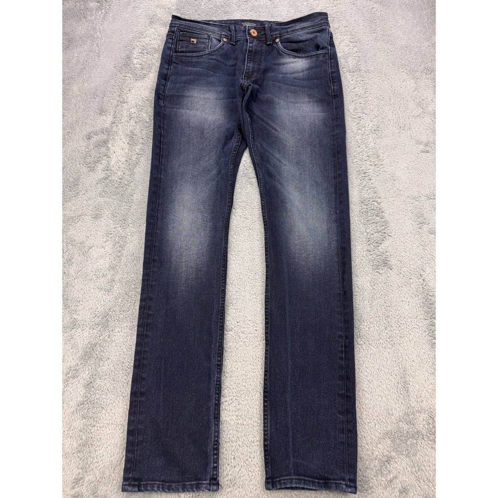 Scotch Soda Jeans‎ Men 32x32 Blue Amsterdams Blauw Whiskered Straight Dark Denim